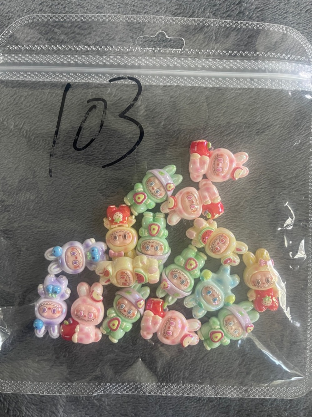 Flat Back Labubu Charms DIY crafts bows Pastel Character Beads nwt